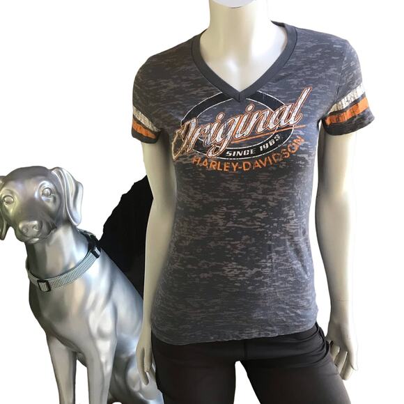 Harley Davidson Legacy Midland -Odessa Texas Gray V-Neck Short Sleeve Shirt S - Picture 1 of 8